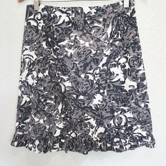Anthro's Odille Gray Floral Skirt Size 6 - Picture 1 of 8